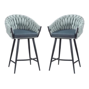 Set of 2 - Peak Fabric Bar Stool 65cm - Ocean Teal