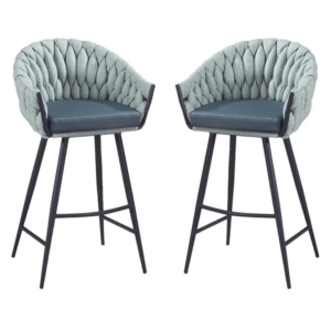 Set of 2 - Peak Fabric Bar Stool 75cm - Ocean Teal