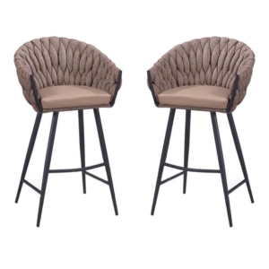 Set of 2 - Peak Fabric Bar Stool 75cm - Chocolate Milk