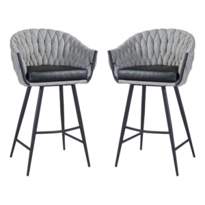 Set of 2 - Peak Fabric Bar Stool 75cm - Volcanic Ash