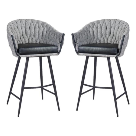 Set of 2 - Peak Fabric Bar Stool 75cm - Volcanic Ash