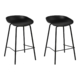 Set of 2 Metal Bar Stools - Black