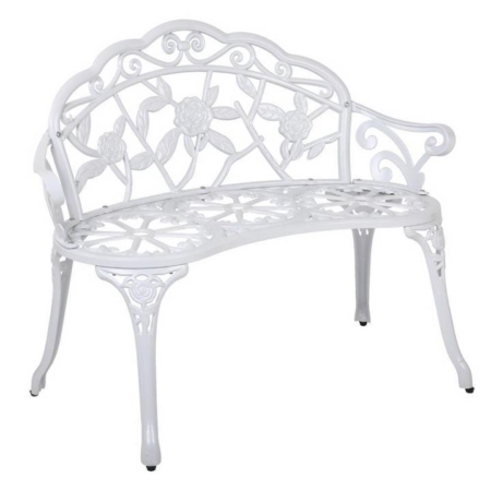 Victorian Garden Outdoor Metal 2-Seater Bench – White