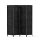 4 Panel Room Divider Privacy Screen Rattan Woven Wood Stand Black