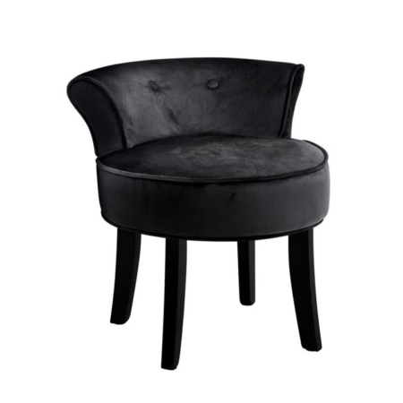 Velvet Vanity Stool Backrest Stools Dressing Table Chair Makeup Bedroom Black