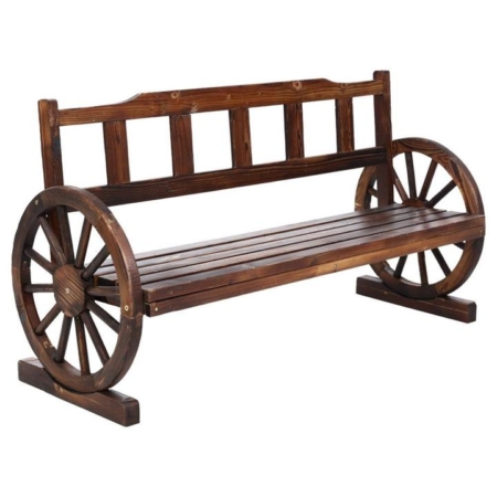 Garden Bench Wooden Wagon Chair 3 Seat Outdoor Furniture Backyard Lounge Charcoal