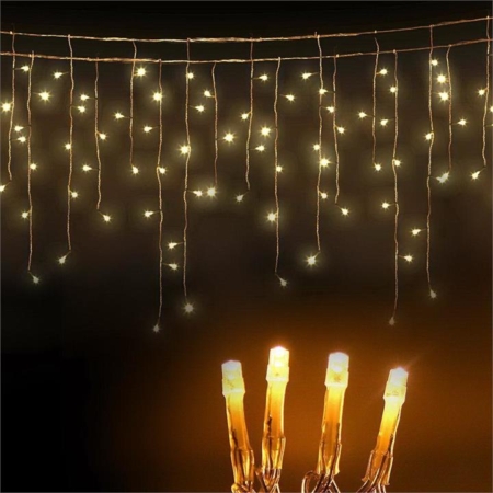 500 LED Solar Powered Christmas Icicle Lights 20M Outdoor Fairy String Party Warm White