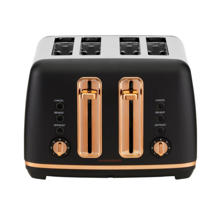 Morphy Richards Ascend Rose Gold 4 Slice Toaster Matte Black