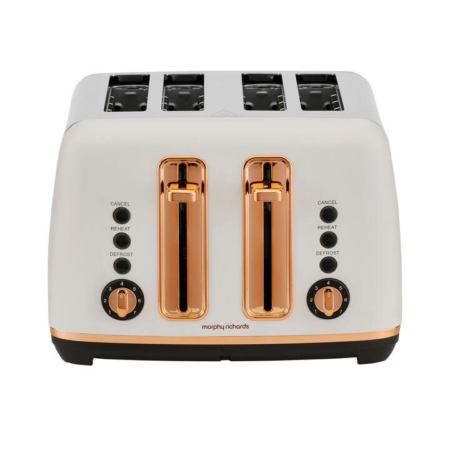 Morphy Richards Ascend Rose Gold 4 Slice Toaster Matte White