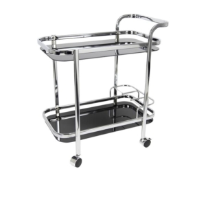 Branson Bar Cart with Bottle Holder Silver Black