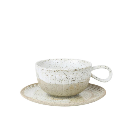 Robert Gordon Ceylon Cup and Saucer 200ml White Speckle