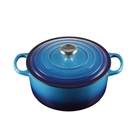 Le Creuset Signature Cast Iron Round Casserole 28cm - 6.7L Azure Blue