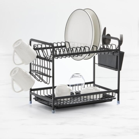 Kitchen Pro Tidy 2 Tier Dish Rack Black