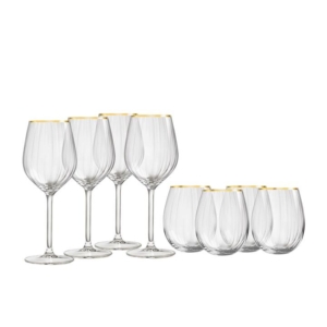 Royal Leerdam Scarlett Wine and Tumbler Glass with Gold Rim Set 8pc