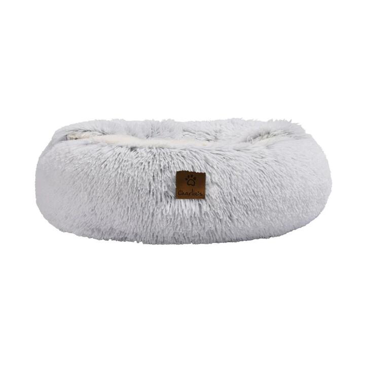 Charlie's Faux Fur Snookie Hooded Cushion Dog Bed Large Size 90x90x20cm in White by Charlies-White/Large