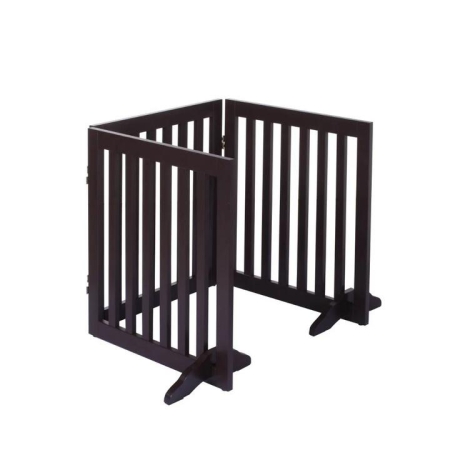 Charlie's Pet Durable Wooden 3 Panel Freestanding Pet Gate Brown Size 153x1.8x61cm 100% Mdf by Charlies