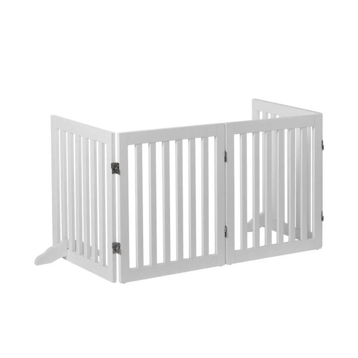 Charlie's Pet Durable Wooden 4 Panel Freestanding Pet Gate Size 204x1.8x61cm in White 100% Mdf by Charlies-White