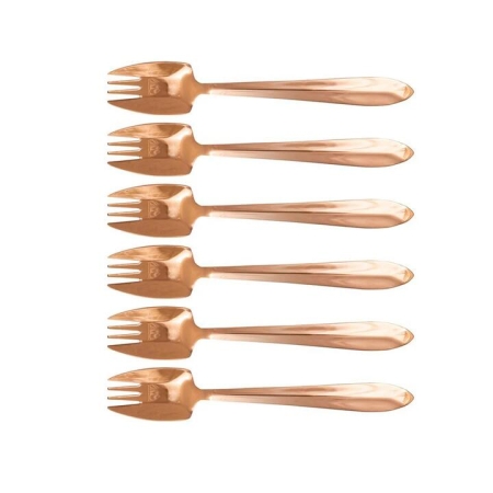 Label Rose Gold 6 Piece Cutlery Box Set Satin Size 20X13.6X3.7cm in Black by Splayd-Black