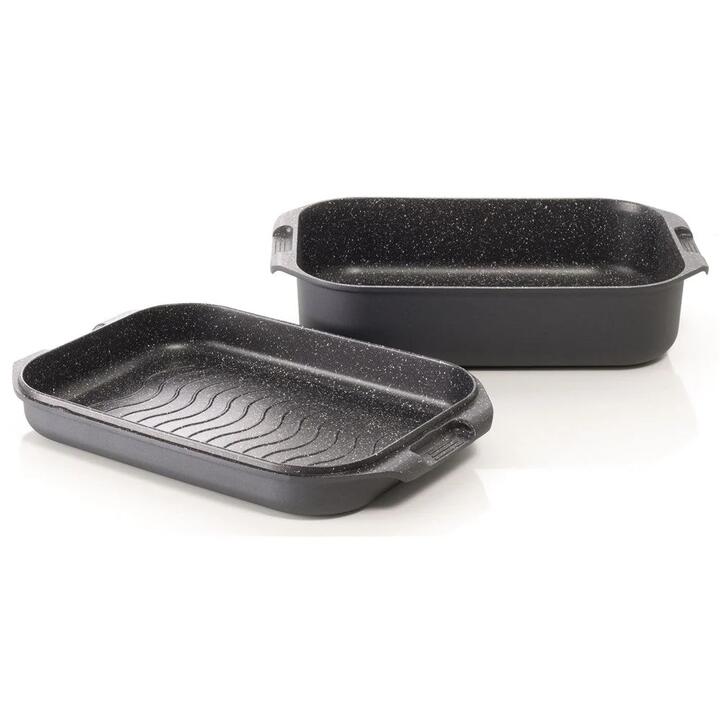 Granite Cast Aluminium Non-Stick Roast & Grill Multi Pan Size 34X24X8cm by Baccarat
