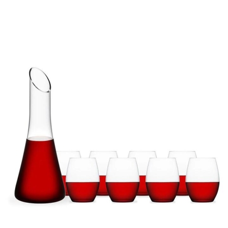 Stemless 8 x + & Flinders Decanter in Red by Plumm-Red