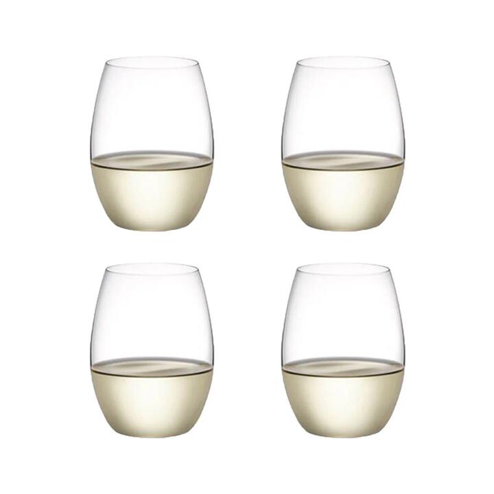 Vintage Stemless + Wine Glass Set of 4 Size 398ml in White by Plumm-White