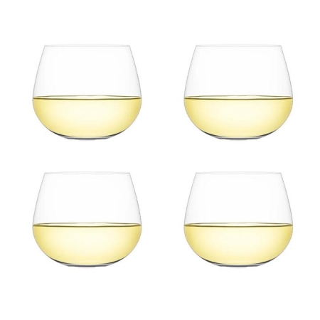 Set of 4 Steamless B+ Wine Glasses 540ml Size 23X23X10cm in White by Plumm-White