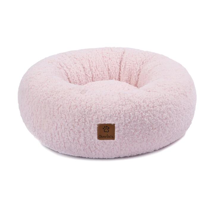 Charlie's Teddy Fleece Round Calming Dog Bed-Large