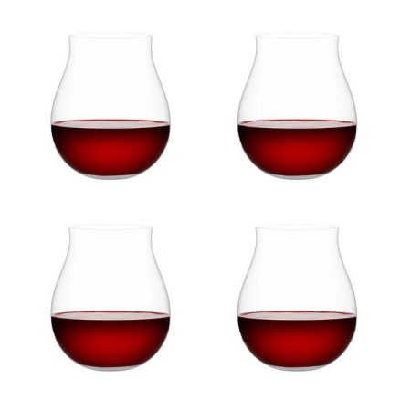 Set of 4 Steamless B+ Wine Glasses 670ml Size 23X23X14cm in Red by Plumm-Red