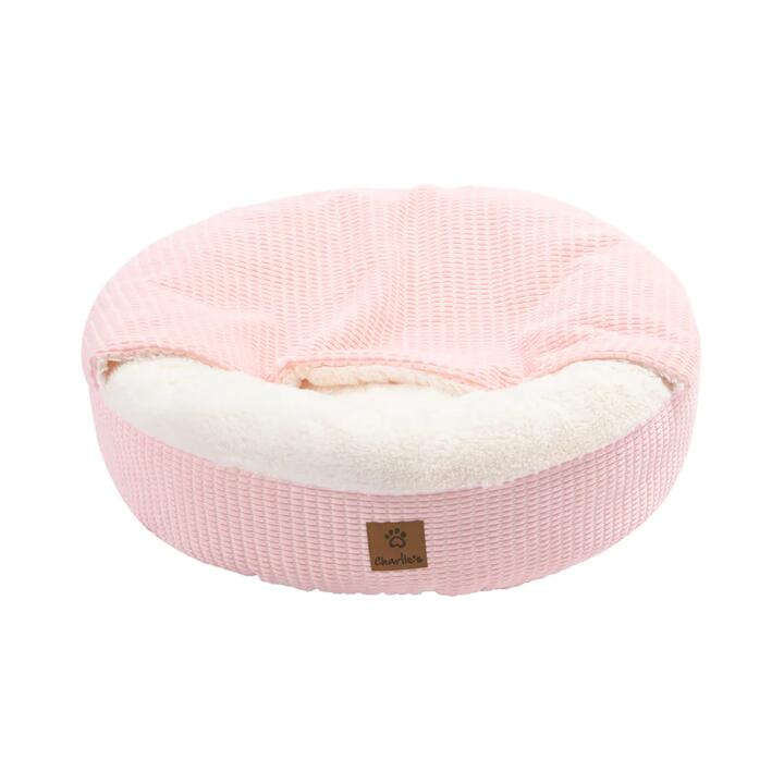 Charlie's Snookie Hooded Calming Dog Bed Pink-Medium