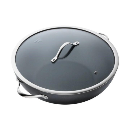 iD3 Hard Anodised Non Stick Wok with Lid Size 36cm by Baccarat