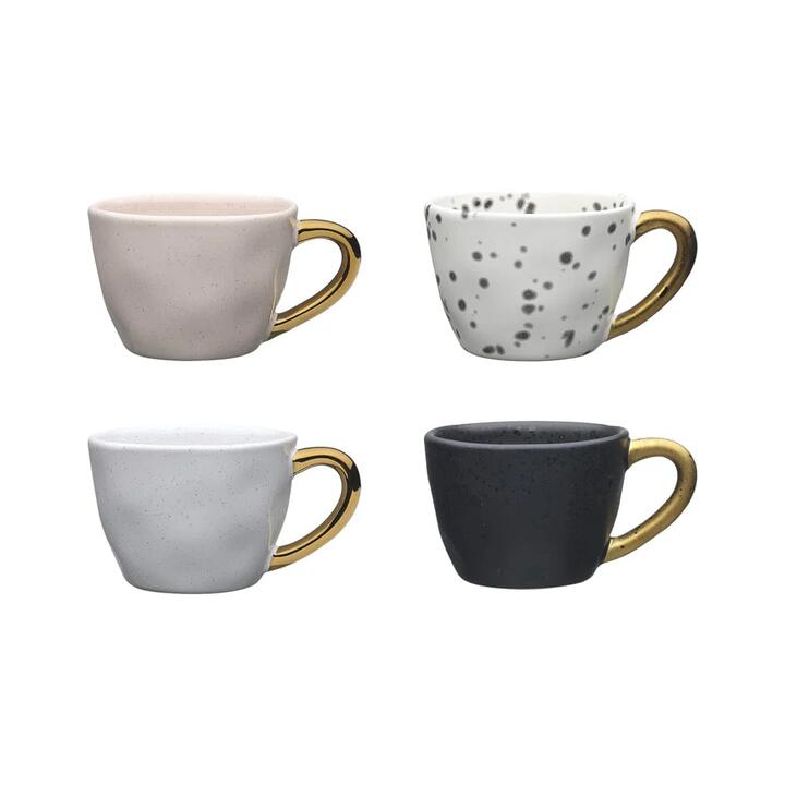 Speckle Set of 4 60ml Espresso Mugs Gold Size 8.5X6.2X4.7cm by Ecology