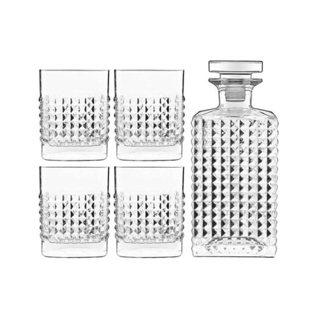 Luigi Bormioli Mixology Elixir 5 Piece Crystal Glass Whisky Set with Decanter & Glasses
