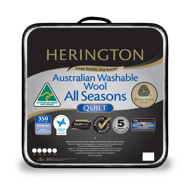Herington Washable Australian Wool All Seasons Quilt-Super King