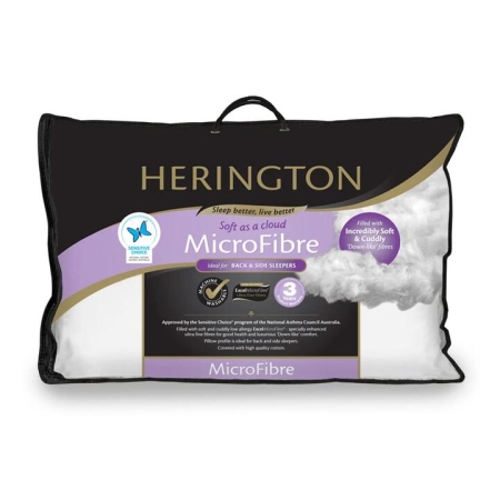 Microfibre Low Allergy Pillow Medium Size 18X46X68cm 100% Cotton by Herington