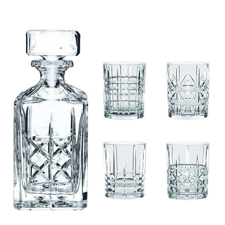 5-Piece Crystal Highland Whisky Decanter & Tumbler Set Size 750ml/345ml by Nachtmann