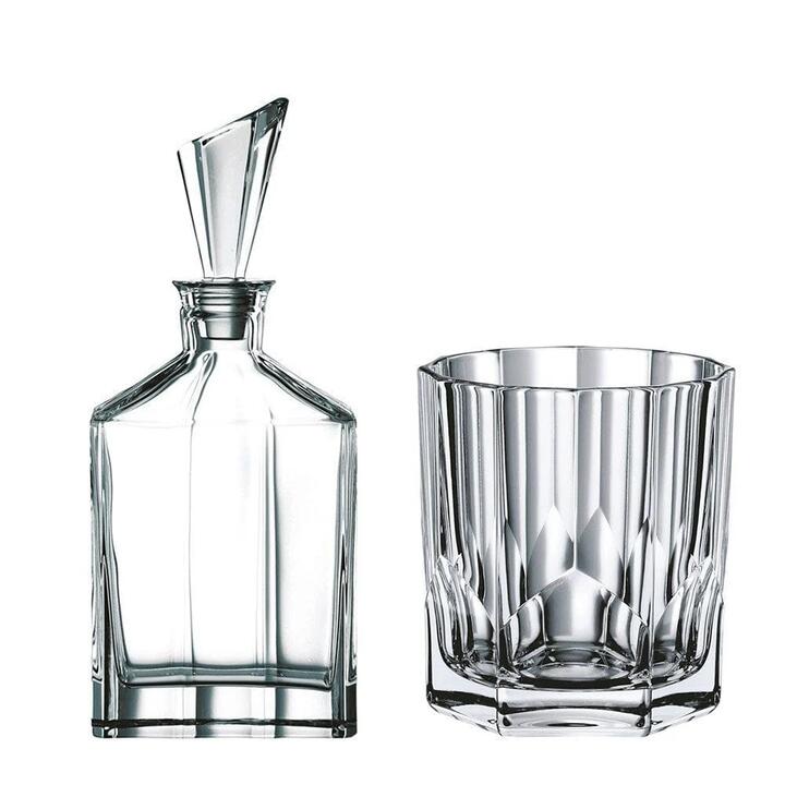 Aspen 7 Piece Crystal Whisky Carafe & Tumbler Set Size 750ml/295ml by Nachtmann