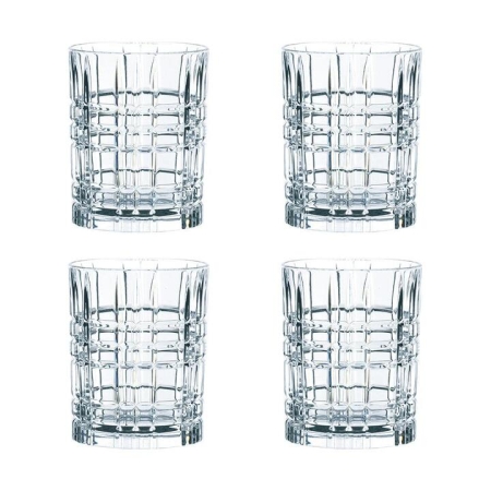 4 Piece Crystal Square Whisky Tumbler Set Size 345ml by Nachtmann