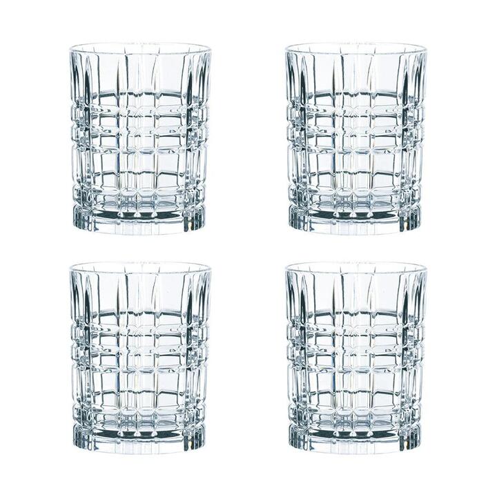 4 Piece Crystal Square Whisky Tumbler Set Size 345ml by Nachtmann