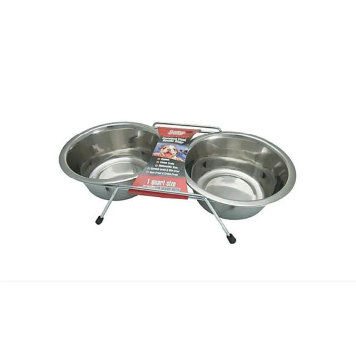 Stainless Steel Double Diner Dog Bowl Size 500ml by Loving Pets-500ml