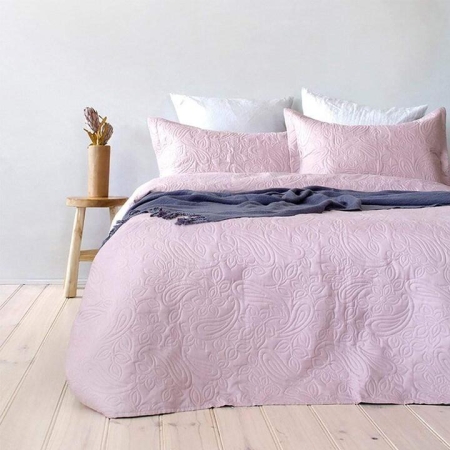 Paisley Coverlet Set Dusk Single/Double Bed Size 190X240cm in Pink by Bambury-Pink/Single/Double