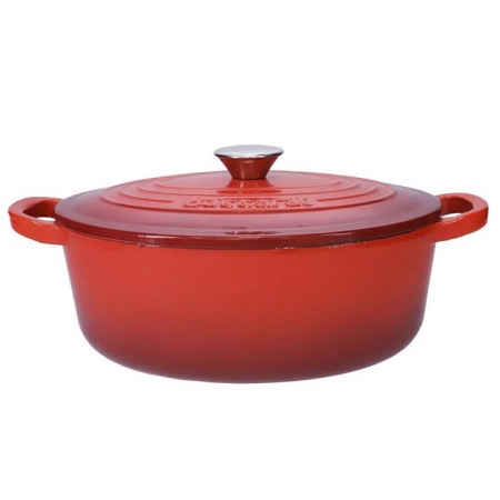 Le Connoisseur 3.5L Cast Iron Oval French Oven with Lid Size 27cm in Red by Baccarat-Red