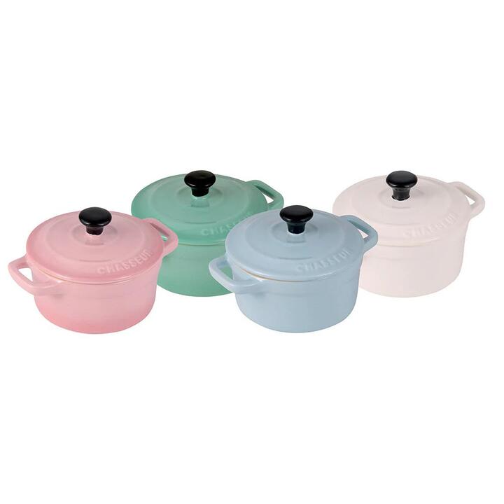 Macaron Mini Cocotte Set of 4 Multicolour Size 23.5X27.5X8cm by Chasseur