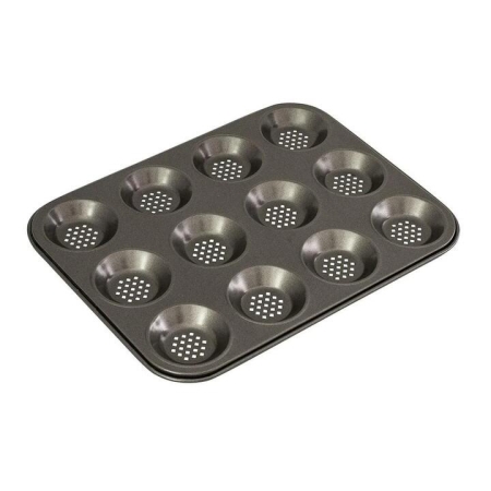 Perfect Crust Non-Stick 12-Cup Shallow Baking Pan Size 32X24X0.4cm by Bakemaster