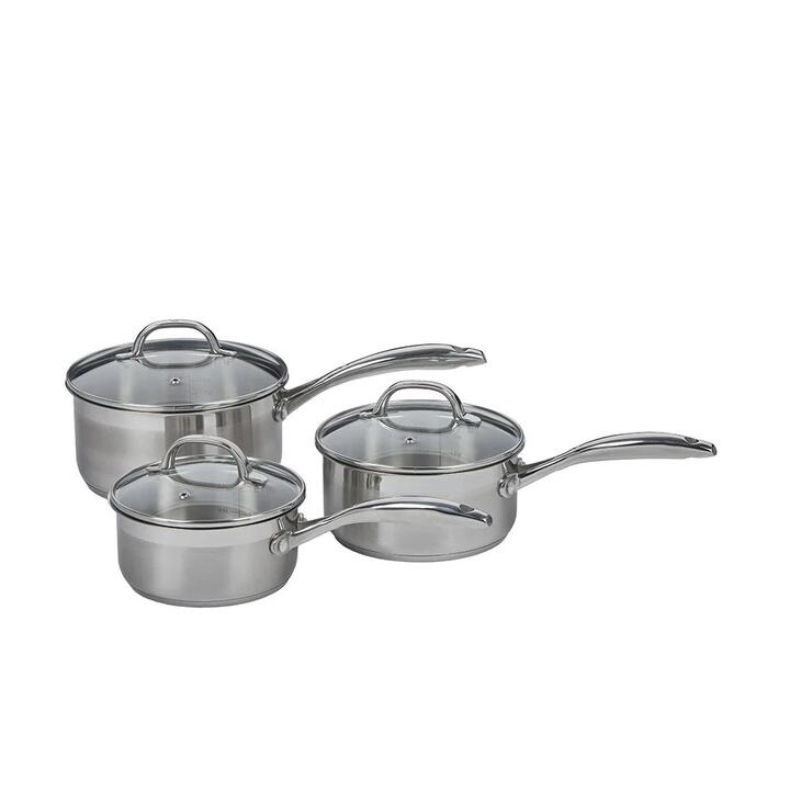 Premium Steel Induction 3 Piece Saucepan Set Size 16x7.5cm by Swiss Diamond