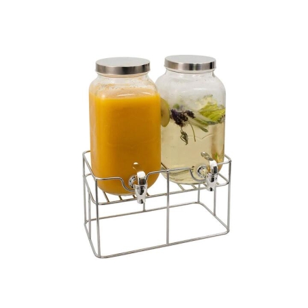 Glass Double Beverage Dispenser with Stand Size 3.5L by Serroni