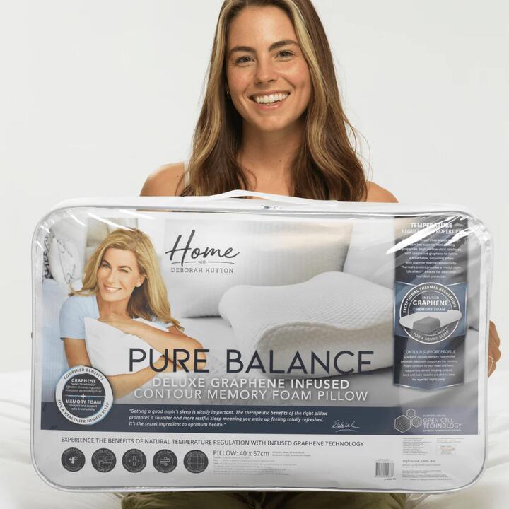 Pure Balance Deluxe Graphene Infused Contour Memory Foam Pillow Size 40x57cm by Deborah Hutton