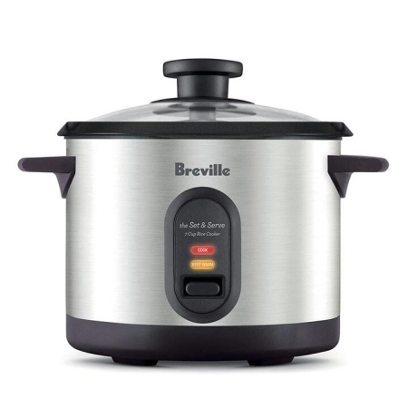 Rice Master Brushed Stainless Steel 7 Cup Rice Cooker Size 30X30X25cm by Breville