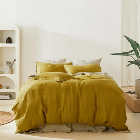 Linen Quilt Cover King Size 245X210cm in White by MyHouse-White/King