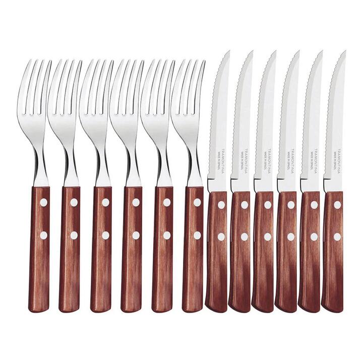 Churrasco 12 Piece Fork & Steak Knife Set Brown by Tramontina
