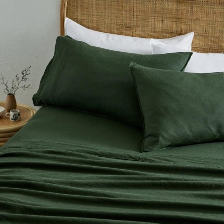 Pure European Linen Flat Sheet Moss Queen Size 255X260cm by MyHouse-Queen